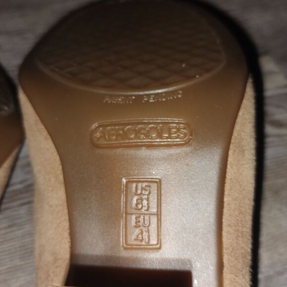 Aerosoles Heelrest  tan Role Back  sling back heeled clogs mules  Sz 6.5 - Picture 8 of 9